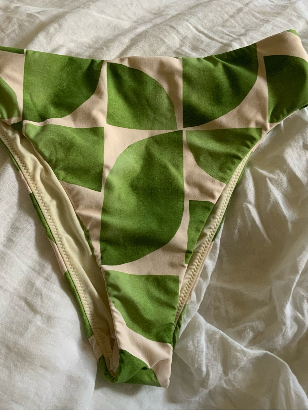 NWT Seafolly Green and Cream Geometric Bikini Bottom